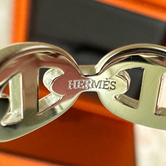 Hermes Ring Chaine d'ancre Enchainee Women Ring Size 52 Small Model 925 Silver - Picture 7 of 11
